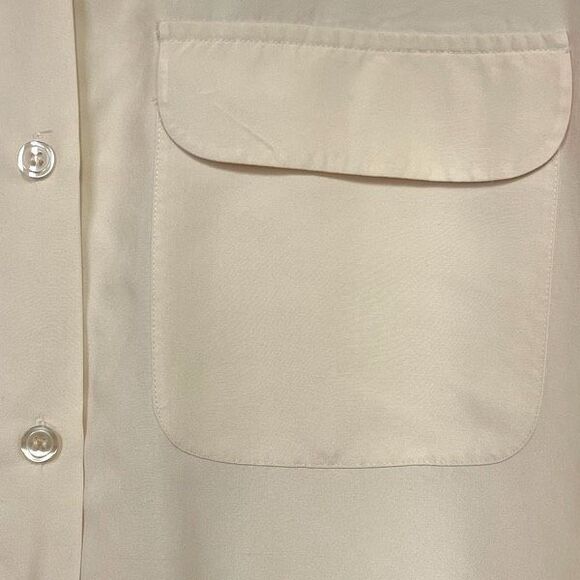 BROOKS BROTHERS Women’s Silk Button Front Shirt Sz 12 Ivory Long Sleeve Pockets - Picture 6 of 9